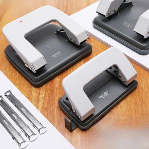 เครื่องเจาะรู Deli สำหรับเจาะกระดาษและเอกสาร A4 เครื่องเจาะรูสองช่องสำหรับใช้ในสำนักงาน เครื่องเจาะรูหนาแบบมืออาชีพสำหรับนักเรียน