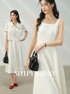 Hepburn Style Elegant White Halter Neck Dress for Short Women