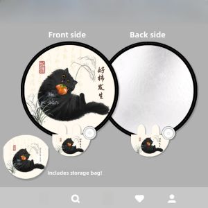 Portable Folding Fan Mini Cartoon Dog Bear round Fan Childrens Handheld Summer Cooling Tool Compact Size Plastic Material