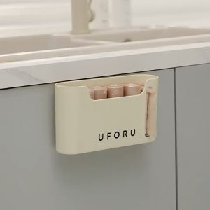 UFORU กล่องเก็บถุงขยะในครัวกล่องเก็บถุงพลาสติกกล่องเก็บของติดผนังชั้นเก็บของแบบไม่เจาะรู