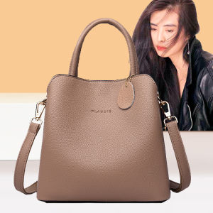 Large Capacity Retro Fashion Bucket Bag Genuine Leather Crossbody Single Shoulder Womens Bag for Middle-Aged Mothers 2025 New Style