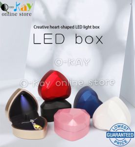 O-KAY Heart Shape LED Light Ring Holder Box Proposal Wedding Band Display