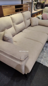 (FREE Shipping+Installation) KBS Vesna 8FT Push Back L Shape Fabric Sofa / Pet Friendly / Easy Clean Fabric / Beige / Grey / High Back Support / L241 x 165D x 93H cm