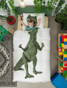 Pure Cotton Dinosaur Shark Childrens Bedding Set Single Dormitory Jurassic Three-Piece Set Four-Piece Bedding Sheet Cover Quilt