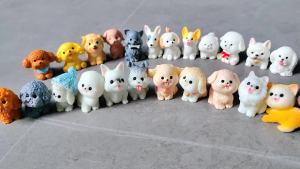 12pc Cute Small Dog Puppy Animal Decoration Resin Craft Miniature Figure Tiny for Bonsai Microlandscape Fairy Garden Decor