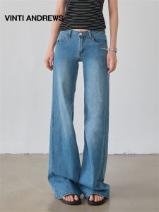 Quần Jeans Retro Ống Rộng Dáng Ôm Thấp