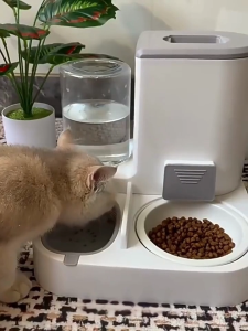 GRIN-C 2 in 1 Pet Bowl Automatic Pet Feeder Water Dispenser for Dogs & Cats 2.3L+1L Anti Leak Anti Slip Eco Plastic