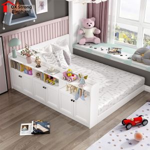 QIANGXIANG | Modern Simple Bed with Shelf and Cabinet