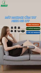 Máy Massage Cầm Tay Mát Xa Thư Giãn Toàn Thân Nikio NK-177 - 7 Đầu Matxa Độc Đáo 5 Chế Độ 6 Tốc Độ Tùy Chỉnh Dòng Pin Sạc