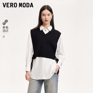 Vero Moda Knitted Shirt Autumn Winter Set with Wool Belted Commute 324451002 Womens Simple Straight Long Sleeve Polyester Blend
