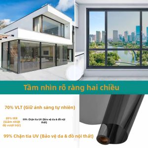 Miếng Dán Kính Che Nắng Hai Mặt Phim Trong Suốt Bảo Vệ Riêng Tư Chống Thấm Nước Chống Nắng Trang Trí Cửa Sổ Phòng Ngủ Chất Liệu PET