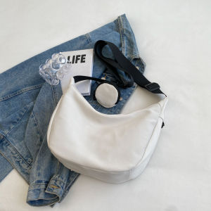 กระเป๋าสะพายข้างทรงหม้อผัดน้ำยำแบบลำลองสำหรับผู้หญิง กระเป๋าสะพายข้างแบบสะพายข้างขนาดใหญ่ ผ้าไนลอน กระเป๋าสำหรับเดินทาง กระเป๋าสะพายข้างสีดำ