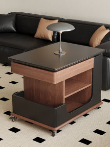 Rocker Wooden Coffee Table Mobile Height Adjustable Small Living Room Home Sofa Side Cabinet Mini Cart Bus Side Table