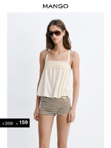 Mango | Splice and Pleated Square Collar Wide Strap Tank Top