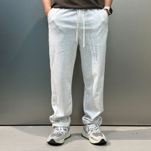Summer New Mens Thin Casual Pants Straight Leg Sport Sweatpants Drawstring Design Loose Fit Long Trousers Cotton Polyester