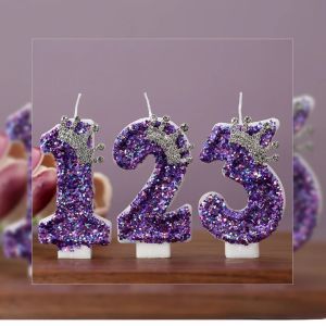 New handmade production Purple crown Birthday Candles number 0-9 Princess cake decoration candles Anniversary Party decorations