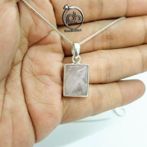 Liontin Wanita Natural Rose Quartz Perak 925 Rosalina