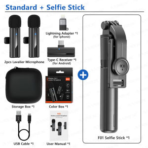 AXNEN | 2-in-1 Wireless Lavalier Microphone for iPhone Android Mini Pro Lapel Mic with Noise Reduction & Pickup for Vlog Live Recording