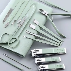 Stainless Steel Nail Care Tool Set Including Nail Clippers And Nail Trimmers High-Quality Carbon Steel Comes With A Portable Folding Bag Available In 4-Piece/16-Piece Sets