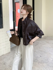 Caramel Short Fashion Street Style Sweet Cool Wind Leather Jacket Womens 2025 Autumn New All-Match PU Leather Jacket