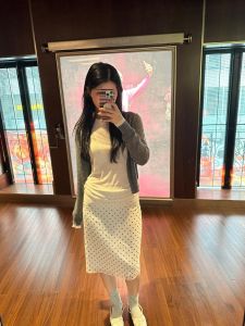 กระโปรงสั้นทรงเอพิมพ์ลายวินเทจสไตล์ฝรั่งเศส ทรงเอ กระโปรงสั้นลายจุด ทรงเอ ฤดูใบไม้ผลิและฤดูใบไม้ร่วง 2025