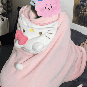 Kitty Cat Pink Cute Girl Heart Blanket Kt Shawl Home Living Dormitory Air Conditioner Blanket Lazy Person Snuggle Throw
