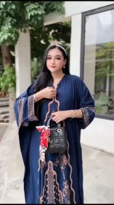 Gamis Kaftan Terbaru Rayon Premium Kekinian Jumbo Motif RATU / Baju Muslim Wanita Lebaran