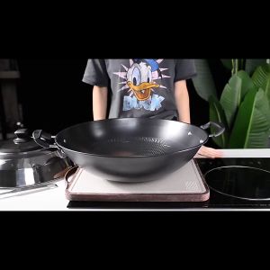 Teemo 38cm/41cm Non Stick Frying Pan Honeycomb Large Iron Round Bottom Uncoated Anti Rust Cooking Pan - Fulfilled by Teemo SHOP