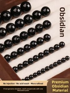 FUJINJIA | Natural Grade 8A Obsidian Loose Beads for DIY Jewelry