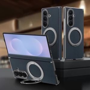 szhaiyu | 360 Rotating Ring Stand Leather Case For Samsung Galaxy Z Fold 8 Ultra 7 6 Shockproof For Magsafe Magnetic Hinge Protection