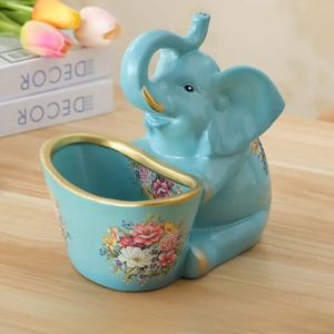 Patung Gajah Oriental & Aksesori Vintage untuk Meja Kantor