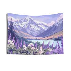 VIKAMA Healing Series Purple Tune Snow Mountain Flower Sea Tapestry Fresh Ins Style Living Room Decoration Room Decoration