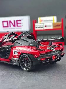 MAKEDA | 1:24 SENNA LM Model Supercar Toys Alloy Diecast Rubber Tires Doors Opened Front Wheel Steering Toy Sports Cars Festival Gifts