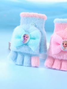 Disney Disney Childrens Gloves Winter Half-Finger Flip Girl Fingerless Five-Finger Baby Child Writing Ice Snow Elsa Princess