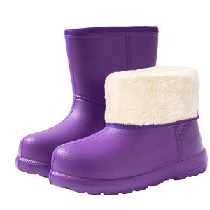 Waterproof Fleece Lined Snow Boots Womens Winter Warm EVA Cotton Shoes Water Shoes Anti Slip Red mid Calf Pink Oil Resistant