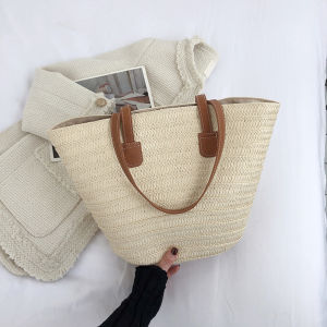 JIOMAY ผู้หญิงแฟชั่นฟางกระเป๋าสะพายอเนกประสงค์ทอกระเป๋าลําลอง Boho Beach Tote สําหรับเดินทางและฤดูร้อนนอกสถานที่