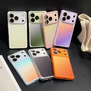 Camera Button Protection Gradient Square Phone Case For iPhone 17 Pro Max 16 15 14 13 Candy Color Shockproof Matte Soft Cover