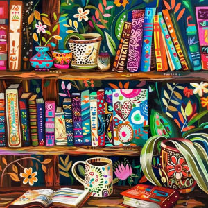 500/1024PCS Jigsaw Puzzle Beautiful Bookshelf With Books And Plants For Adults Perfect For Quiet Evening Activity