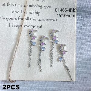 2Pcs Kaniu Exquisite Pendant Zircon Pearl Fringe Nail Art Charms Shining Rhinestone Nail Decorations Accessories For Manicure