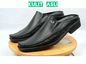 Sendal Slop Bustong Pria Sepatu Selop Casual Kulit MB02