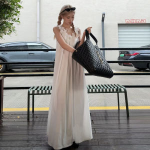 PEIZIXUAN | French Style Vacation Dresses White Floral Maxi Dress