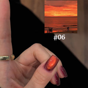 ยาทาเล็บเจล TC ลายคริสต์มาส สีแดงซันไลท์ แคทอาย 1 ชิ้น สำหรับฤดูใบไม้ร่วงและฤดูหนาว แฟชั่นเพิ่มความขาวใส ประดับด้วยลูกปัดแก้ว อุปกรณ์ตกแต่งเล็บ