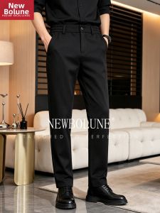 NEW BOLUNE | Slim Straight Business Casual Pants for Men Summer Light Breathable Elastic