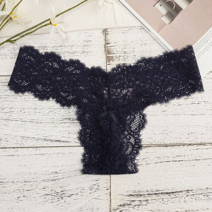 Quần Lót Ren Gợi Cảm Cho Nữ Cạp Thấp Thêu Lỗ Đen Lụa Không Đường May Dây Thắt Nơ Kiểu Butterfly Phong Cách Ngọt Ngào
