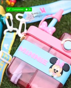 Botol Minum Dual Sedotan Berbeda Motif Mickey Minnie Lotso Tritan lucu BPA Free