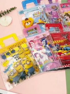 7in1 School Stationery Set 7 in 1 Pencil Set Cartoon Character Stationery Package