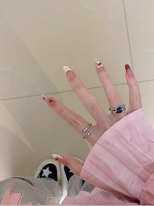 Moon Autumn Winter New Style Sweet French Star Butterfly Knot Gentle White Heart Handmade Wearable Nail Tips Soft Color Series