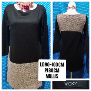 DRESS LENGAN 3/4 RAJUT HITAM(VICKY) 247