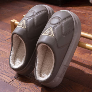 กันน้ํา ผ้าฝ้าย รองเท้าแตะ ผู้หญิง ฤดูใบไม้ร่วง ฤดูหนาว บ้านใหม่ในร่ม อุ่น ผ้าขนแกะ คู่ กันลื่น รองเท้าแตะก้นหนา