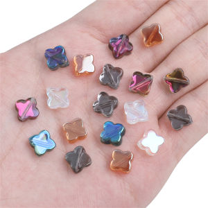 10 ชิ้น ลูกปัดใบไม้ 10mm คริสตัลลูกปัดอวกาศทรงหลวม สำหรับทำเครื่องประดับต่างหูสร้อย